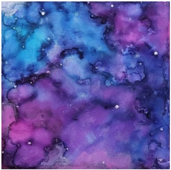 Hand Crafted Purple and Blue Abstract Design 12x12 Inches Canvas Picture - Picture 2 of 4